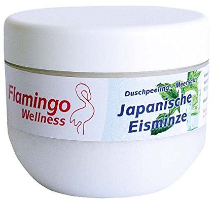 Flamingo Wellness Duschpeeling Meersalz - Japanische Eisminze, Dose 350 G