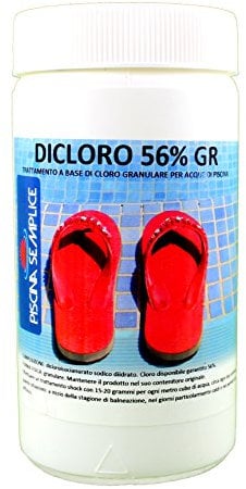 Piscina Semplice, Dicloro 56% Granulare, Trattamento Dell' Acqua Della Piscina, A Rapida Dissoluzione, Prolunga la Durata Del Cloro, Formato da 1 Kg