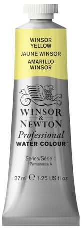 Winsor & Newton Aquarelle Professionnel - Peinture Aquarelle, Haute Luminosité, Résistante à la Lumière, Qualité Archive, Tube de 37 ML, Couleur Jaune Winsor