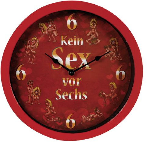Wanduhr Kein Sex vor 6