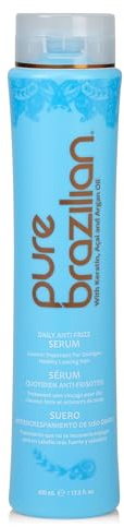 Pure Brazilian Anti-Frizz Daily Leave-In Serum, Strengthening Hair Treatment to Fortify & Protect from Heat & UVA/UVB, 13.5 Ounce (400 Milliliter)