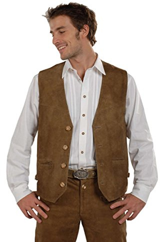 Almsach Herren Trachten Lederweste Hellbraun 'Manfred', REHBRAUN (Hellbraun), 54