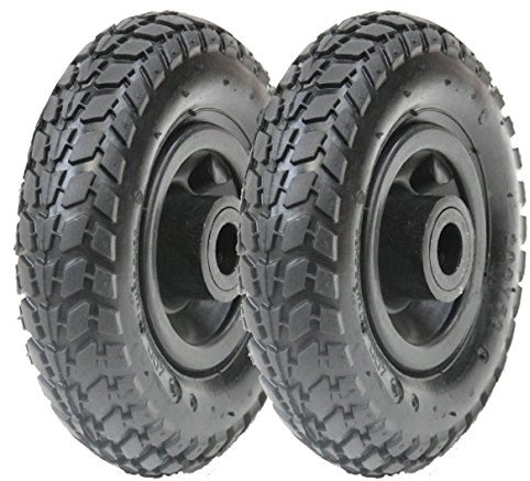 Parnelss - 2 Pneus Pompés avec Chambres à Air, 200x50 mm - Pneus 4 Plis, Jante en Plastique, Roulement à Rouleaux 20 mm, Diamètre 200 mm, Largeur 50 mm, Longueur du Moyeu 60 mm, 100 kg par Roue