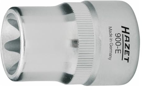 HAZET Steckschlüsseleinsatz 900-E12, 1/2 Zoll (12,5 mm) Vierkant | 1/2 Zoll (12,5 mm) Vierkant hohl, Antrieb 1/2 Zoll (12,5 mm) Vierkant hohl, Abtrieb Außen TORX Profil, Chrom-Vanadium, 51 g