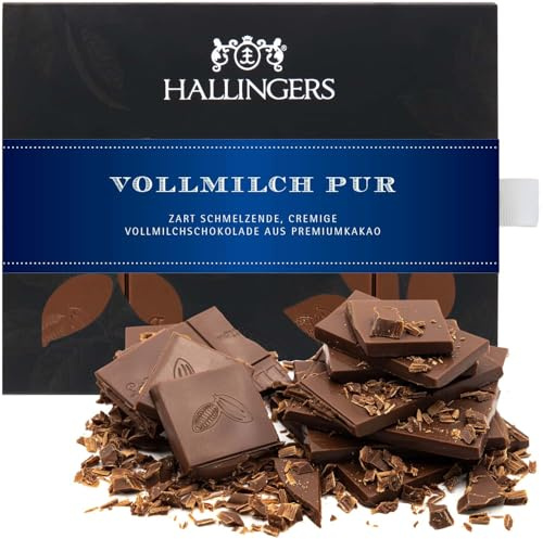 Hallingers Genuss Manufaktur Schokolade Geschenk - Tafel handgeschöpften Edelkakaos ohne Alkohol edler Karton Pur Pur, Geschenkidee für Frauen Männer