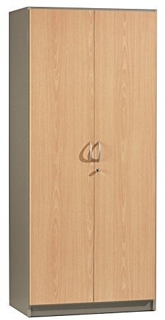 SIMMOB Armoire Haute de Bureau 2 Portes Hêtre Alu 180 cm