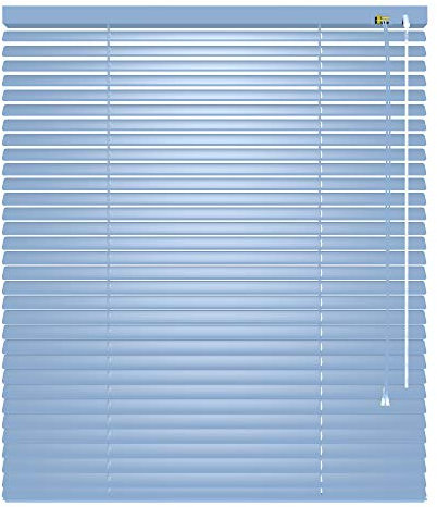deko-raumshop Aluminium Jalousie Jalousette Faltrollo viele Größen Lamellenbreite 25 mm Wandmontage Deckenmontage Alu Lamellen Fenster Sonnenschutz Sichtschutz (Größe 160 x 160 cm, Farbe Sky)