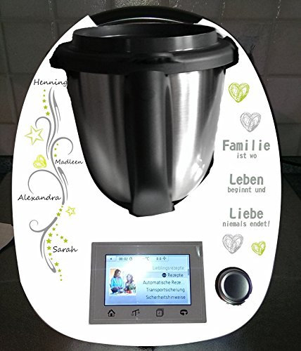 Aufkleber passend für Thermomix TM 5 Familie grün Herzen