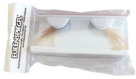Eulenspiegel 000618 - Künstliche Wimpern, Schwarz mit langen braunen Federn, 1 ml Spezial-Wimpernkleber, Anleitung, für Karneval, Mottoparty