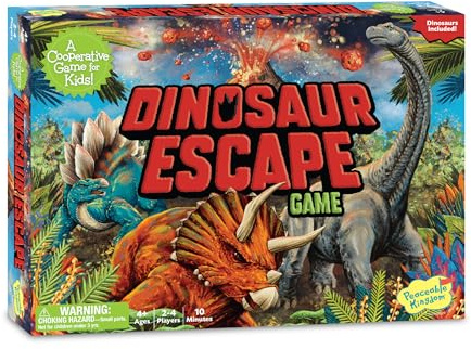 Peaceable Kingdom Dinosaur Escape Cooperative Memory Game of Logic and Luck for 2 to 4 Kids Ages 4+