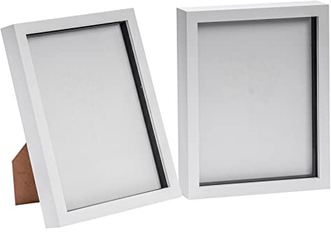 Nicola Spring 3D Shadow Box Photo Frames - 8x10 (20x25cm) - Pack of 2 - White 3D Photo Frame Box Picture Frame Box Portrait Display Case for Crafts, Keepsakes, Wedding, Graduation