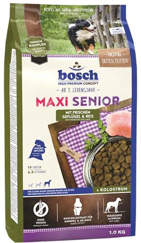 bosch HPC Maxi Senior mit frischem Geflügel & Reis | Hundetrockenfutter für ältere Hunde großer Rassen (ab 25 kg) | 1 x 1 kg