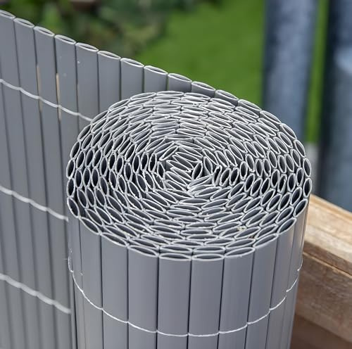 Papillon Artificial Grey Bamboo Cane Plastic Garden Fence Screening Roll Privacy Border 4m x 1.5m