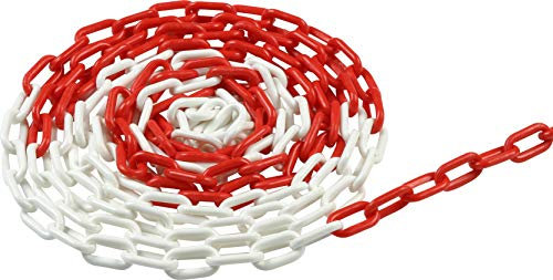 Connex Absperrkette 5 m x 6 mm - rot / weiß - UV-beständig & frostresistent - Für den dauerhaften Außeneinsatz - Aus Polyethylen / Gliederkette / Baustellensicherung / Absperrungskette / 4520050