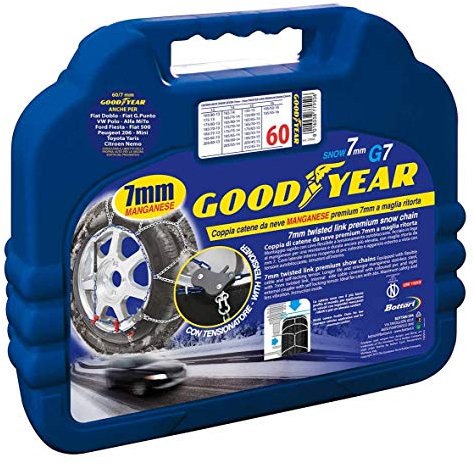 Goodyear Catene da Neve G7, Catene Neve 7 mm, Catene Auto Omologate TUV e GS Onorm, Taglia 65, per R13 - R16 (Misure per Pneumatici Dettagliate all'Interno)