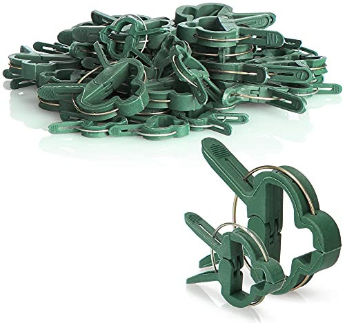 com-four® 60x Pflanzenklemmen - Rankhilfen zur Sicherung von Pflanzen - Pflanzenklammern in 2 Größen - Rankkäfige für Tomaten - Rosenklammern - grüne Pflanzenclips (060 Stück - Mix)