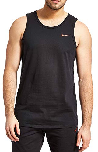 Nike Mens Vest Swoosh Sleeveless Tank Top Cotton Black Navy S M L XL New 823645 010 451 (S, Black)