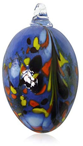 Lauschaer Glas Ostereier aus Glas mit Granulat verschiedene Größen und Sets mundgeblasen handgeformt (d 5cm L 8cm, Hellblau)