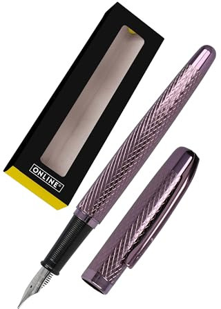 Online Eleganza Fountain Pen I Color: Bordeaux I Iridium Nib Size Medium I Metal Clip I Includes Ink Cartridge I Fountain-Pen for Standard Ink Cartridges Or Converter I In Gift Box