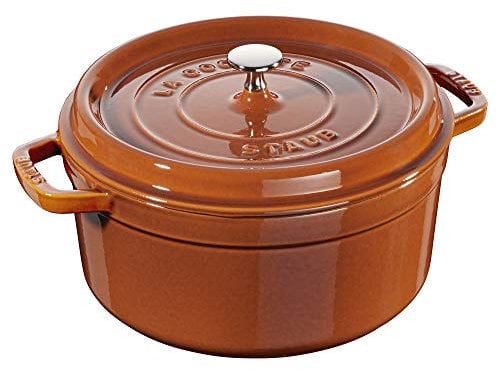 STAUB Cast Iron Dutch Oven 5.5-qt Round Cocotte, Made in France, Serves 5-6, Burnt Orange