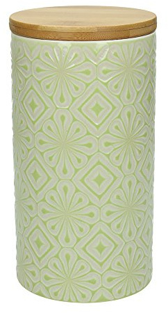 Tognana Vorratsdose/Kaffeedose 500 gr. Amira, 1270 ml., 19 cm hoch, Keramik, Limette-weiß, wundervoll gearbeitete Struktur, mit tollem Dekor