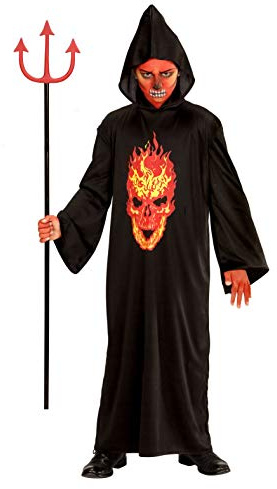 W WIDMANN MILANO Party Fashion - Kinderkostüm Teufelsskelett, Tunika, Grim Reaper, Sensenmann, Verkleidung Halloween
