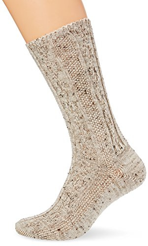 Lusana Herren Trachtenstrümpfe Trachtensocke Ammergau, Gr. 46/47, Beige (mittelbeige meliert 9)