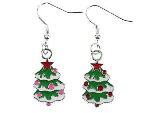Miniblings Weihnachtsbaum Ohrringe Hänger Tannenbaum Christbaum Weihnachten bunt - Handmade Modeschmuck I Ohrhänger Ohrschmuck versilbert