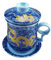 ufengke-ts Gelber Drache Chinesische Tee Tassen, Blaue Und Weiße Porzellan Handgemachte Tee Becher Mit Filter, Deckel Und Untertasse, Für Geschenk Und Haus, Büro 300Ml