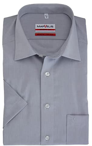 Marvelis Herren Businesshemd Kurzarm Modern-Fit,Chambray,New Kent