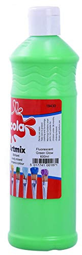 scola 600ml Artmix Flourescent Poster Paint - Glow Green