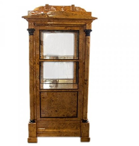 Casa Padrino Biedermeier Vitrine in Walnuss - Vitrinenschrank - Wohnzimmerschrank - Art Deco Barock