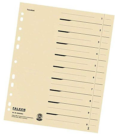 100 FALKEN Trennblätter / hellchamois / 180 g/m² / DIN A4