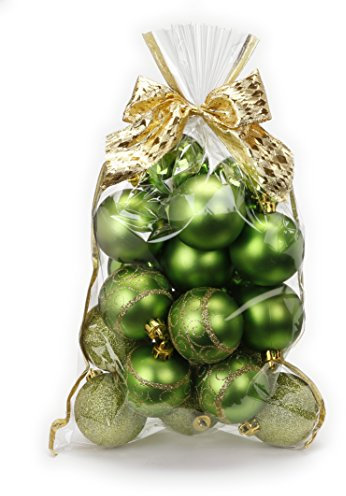 20 Stk. Christbaumkugeln 6cm Kuststoff // PVC Weihnachtskugeln Baumschmuck Dekor Motive Plastik Christbaumschmuck Mix Set Weihnachten Geschenk (hellgrün)