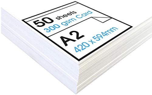 Artway Studio - A2 Weiße Karte - Ideal für Präsentation, Anzeige, Montage und Kartenmaterial - 300gsm - A2 (50 Blätter), Weiß