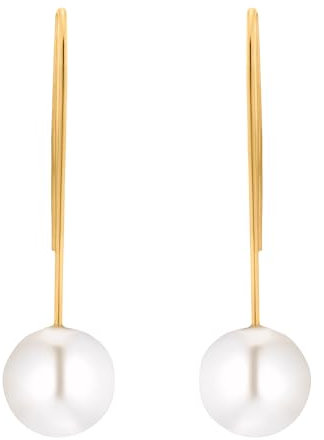 Heideman Ohrringe Auris Damen - aus hochwertigem Edelstahl - silber gold rosegold farbend matt - Ohrstecker mit Perle weiß für Frauen - Ohrschmuck 4cm lang