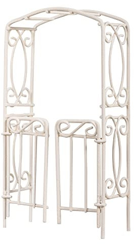 Rayher 46063102 Rankbogen mit Türen, 8x15x3,7cm, SB-Btl 1Stück, weiß