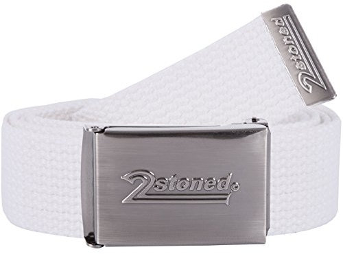 2Stoned Hosengürtel Textilgürtel mit Gürtelschnalle Speed Matt in Weiss 3 cm breit für Damen und Herren