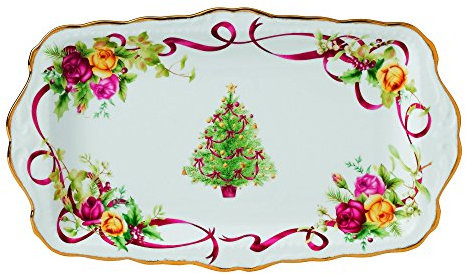 Old Country Roses Holiday Christmas Tree Rectangular Serving Tray