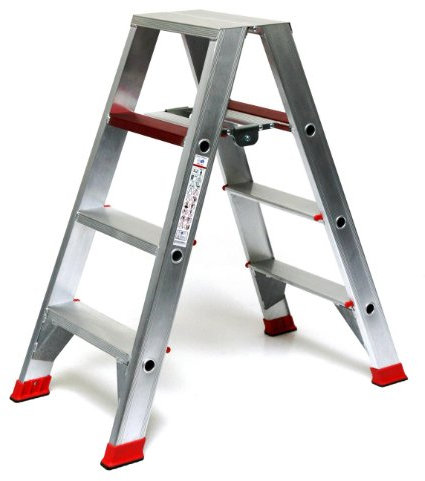Alu-Profi-Doppelleiter 2x4 Stufen/Sprossen, 113x54x23cm, Aluminium, Marke: Szagato (Stehleiter, Anlegeleiter, Aluleiter, Kombileiter, Leiter)