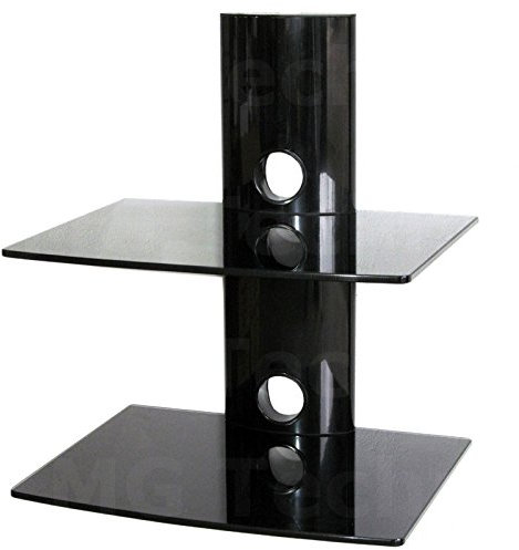 M&G Techno Media Player Konsole Regal Anlageträger Zwei Glasplatten Wandhalterung Schwarz