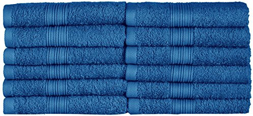NatureMark Toallas de Invitado – Pack de 12 (30x50 cm), 100% Algodón, Certificación Oeko-Tex, Suaves, absorbentes y fáciles de cuidar – para baño, Invitados y SPA – Color Azul Real