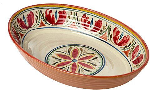 Warm Mediterranean Large Oval Melamine Serving Bowl, 33cm x 22cm