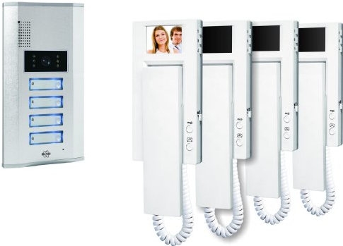 Elro VD64 4-Familien-Videotürsprechanlage mit 2.4 Zoll (5.5 cm) TFT Farbmonitoren