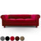 Menzzo Grand Canapé Chesterfield 3-Sitzer Sofa mit Samtbezug Rot