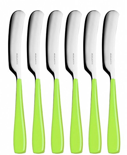 BUGATTI EZMU-057F32 - Set di 6 coltelli per spalmare, Modello Essenza in San e Acciaio, 16 x 20 x 3 cm, Colore: Verde