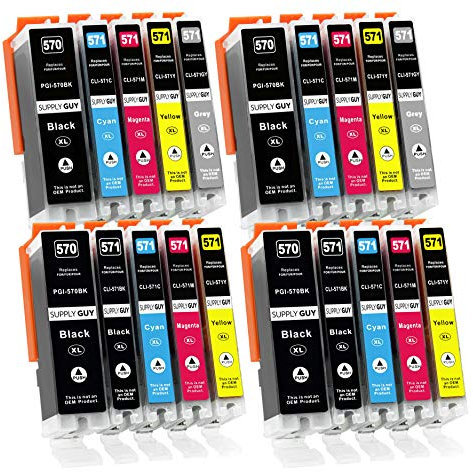 Supply Guy 20 XL Druckerpatronen mit Chip kompatibel mit Canon PGI-570 CLI-571 für Pixma MG7700 MG7750 MG7751 MG7752 MG7753 TS8000 TS8050 TS8051 TS8052 TS8053 TS9000 TS9050 TS9055