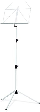 K&M 100/1 Notenpult Weiß – Ausziehbarer Notenständer 62,5 - 124 cm - klappbare Notenablage, faltbares Metall-Stativ