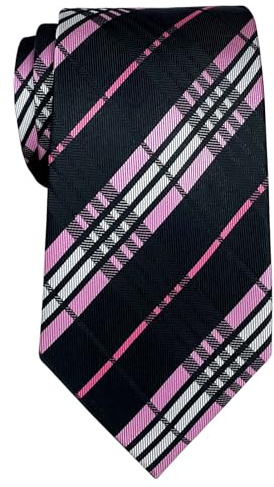 Retreez Herren Gewebte Krawatte Modisch Tartan Plaid Karo 8 cm - schwarz