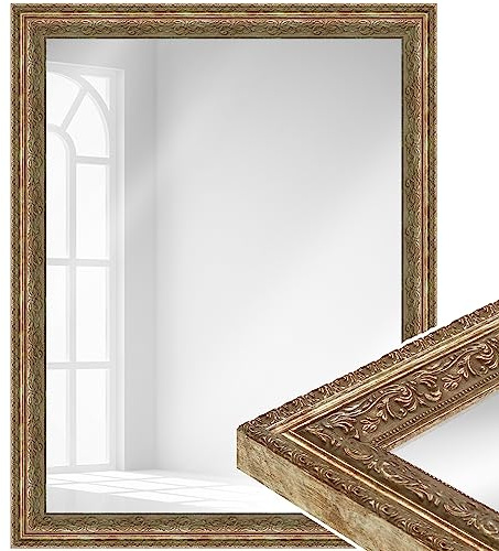 WANDStyle großer Spiegel Bronze, großer Wandspiegel Vintage 61x111 cm | Barock Spiegel, Ganzkörperspiegel, Hängespiegel groß, Badspiegel Holz, Flurspiegel Wand, E024 - Made in Germany
